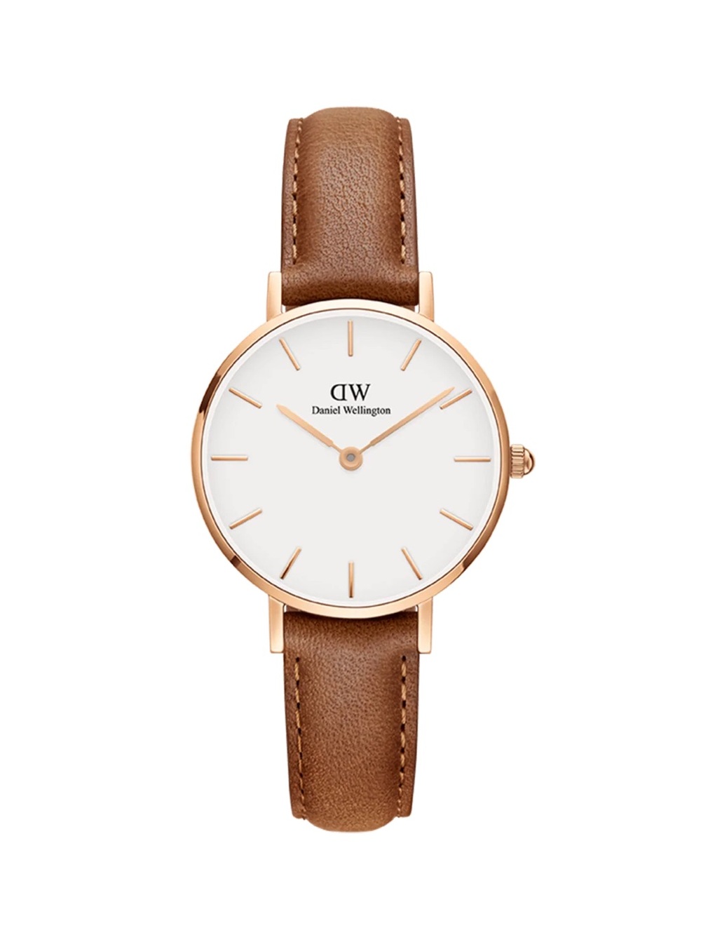 Daniel Wellington Brown Leather Strap Watch with Rose Gold Case